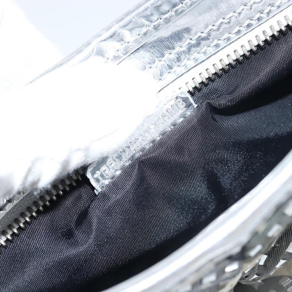 BURBERRY Nova Check Umhängetasche PVC Silber Auth 156475