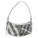 BURBERRY Nova Check Umhängetasche PVC Silber Auth 156475-1