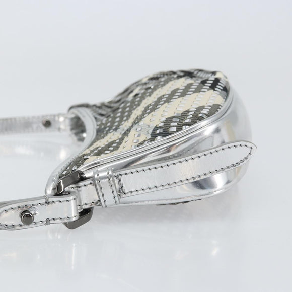 BURBERRY Nova Check Umhängetasche PVC Silber Auth 156475