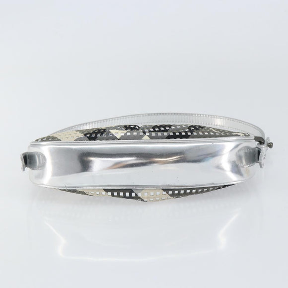 BURBERRY Nova Check Umhängetasche PVC Silber Auth 156475