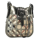 BURBERRY Nova Check Shoulder Bag PVC Beige Silver Auth 156476-1