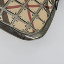 BURBERRY Nova Check Shoulder Bag PVC Beige Silver Auth 156476-10