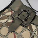 BURBERRY Nova Check Shoulder Bag PVC Beige Silver Auth 156476-14