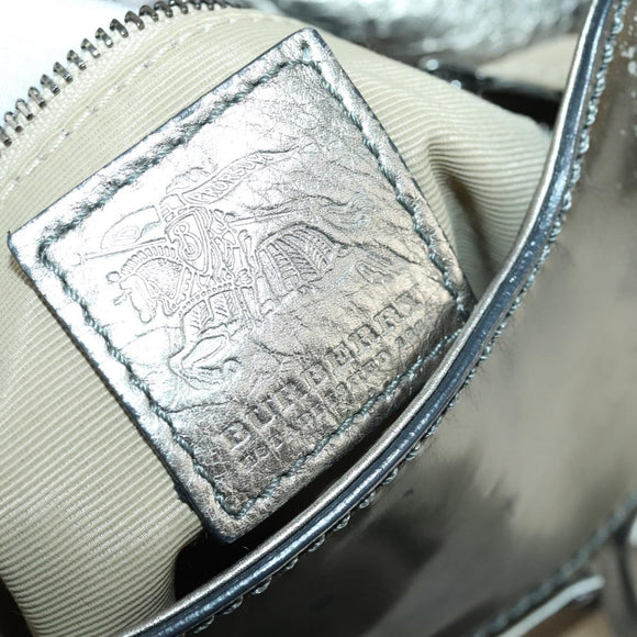 BURBERRY Nova Check Shoulder Bag PVC Beige Silver Auth 156476