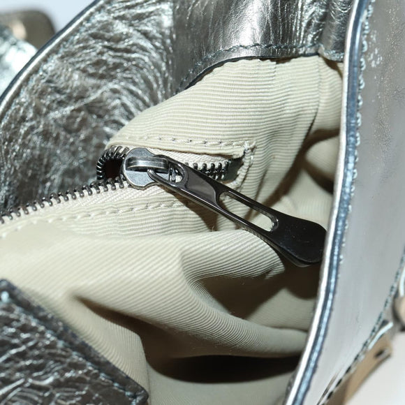 BURBERRY Nova Check Shoulder Bag PVC Beige Silver Auth 156476