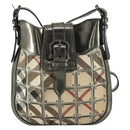 BURBERRY Nova Check Shoulder Bag PVC Beige Silver Auth 156476-2