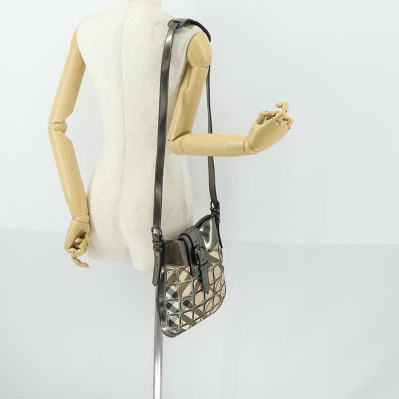 BURBERRY Nova Check Shoulder Bag PVC Beige Silver Auth 156476