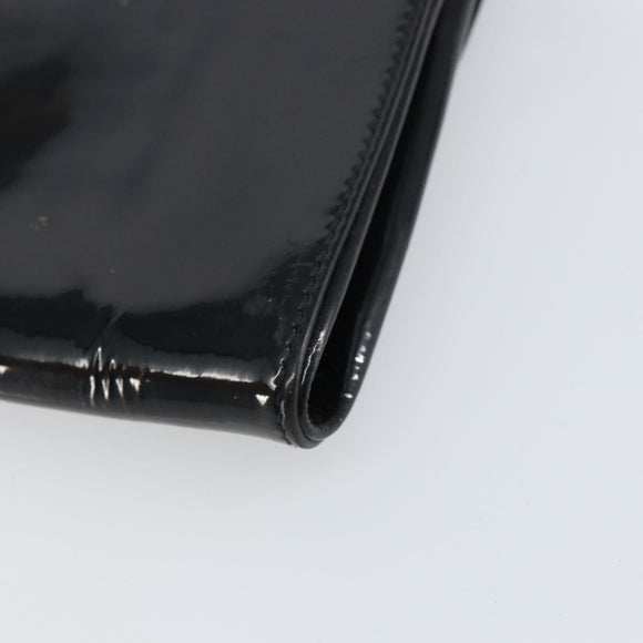 FENDI Shoulder Bag Enamel Black Gold Auth 156479