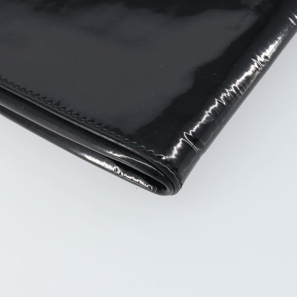 FENDI Shoulder Bag Enamel Black Gold Auth 156479