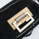 FENDI Shoulder Bag Enamel Black Gold Auth 156479-14