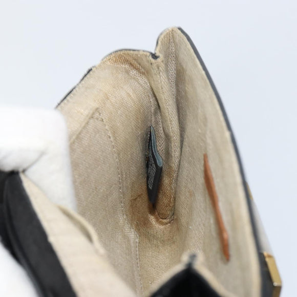 FENDI Shoulder Bag Enamel Black Gold Auth 156479