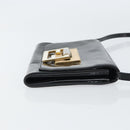 FENDI Shoulder Bag Enamel Black Gold Auth 156479-4