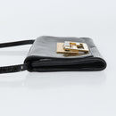 FENDI Shoulder Bag Enamel Black Gold Auth 156479-5