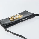 FENDI Shoulder Bag Enamel Black Gold Auth 156479-6