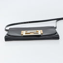 FENDI Shoulder Bag Enamel Black Gold Auth 156479-9