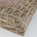 FENDI Zucchino Canvas Pouch Enamel Beige Gold Auth 156480-11