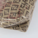 FENDI Zucchino Canvas Pouch Enamel Beige Gold Auth 156480-12