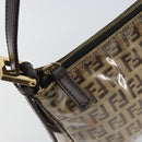 FENDI Zucchino Canvas Pouch Enamel Beige Gold Auth 156480-14