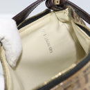 FENDI Zucchino Canvas Pouch Enamel Beige Gold Auth 156480-20