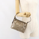 FENDI Zucchino Canvas Pouch Enamel Beige Gold Auth 156480-21