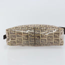FENDI Zucchino Canvas Pouch Enamel Beige Gold Auth 156480-8
