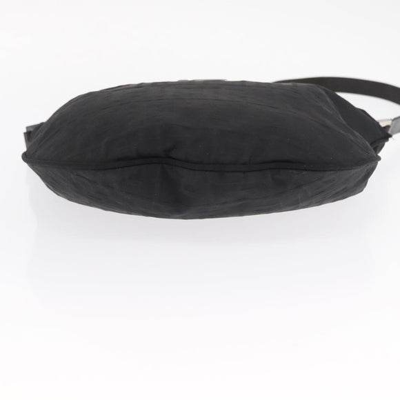 FENDI Zucca Canvas Shoulder Bag Black Silver Auth 156481