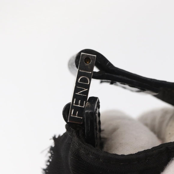FENDI Zucca Canvas Shoulder Bag Black Silver Auth 156481