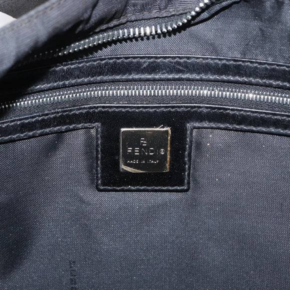 FENDI Zucca Canvas Shoulder Bag Black Silver Auth 156481