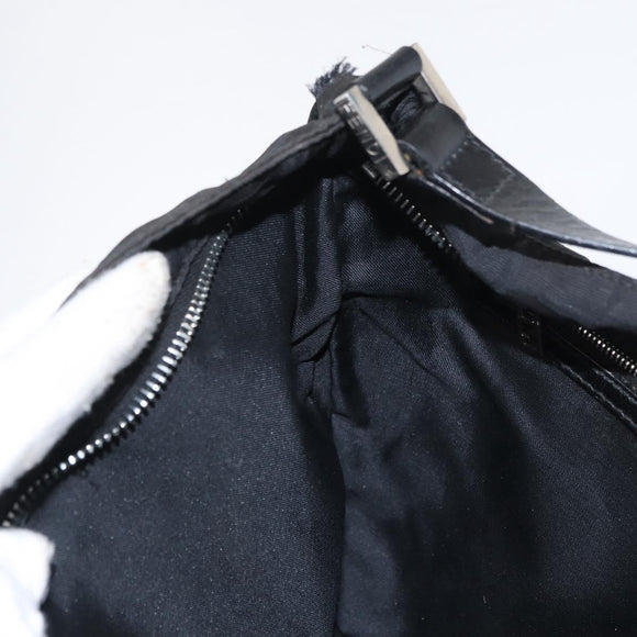 FENDI Zucca Canvas Shoulder Bag Black Silver Auth 156481
