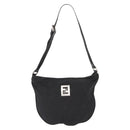 FENDI Zucca Canvas Shoulder Bag Black Silver Auth 156481-2