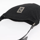 FENDI Zucca Canvas Shoulder Bag Black Silver Auth 156481-7