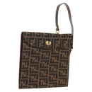 FENDI Zucca Canvas Hand Bag Black Brown Auth 156483V-1