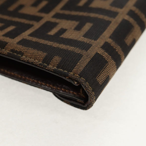 FENDI Zucca Canvas Hand Bag Black Brown Auth 156483V