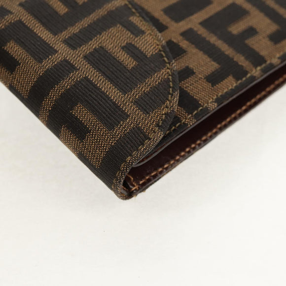 FENDI Zucca Canvas Hand Bag Black Brown Auth 156483V