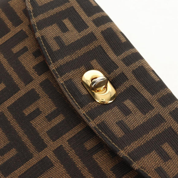 FENDI Zucca Canvas Hand Bag Black Brown Auth 156483V