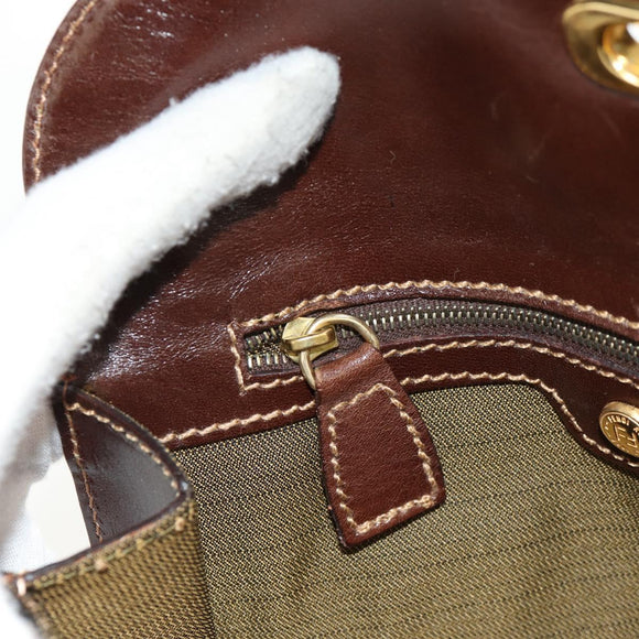 FENDI Zucca Canvas Hand Bag Black Brown Auth 156483V