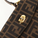 FENDI Zucca Canvas Hand Bag Black Brown Auth 156483V-21