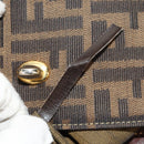 FENDI Zucca Canvas Hand Bag Black Brown Auth 156483V-25