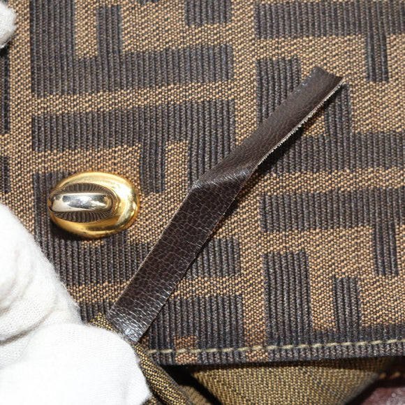 FENDI Zucca Canvas Hand Bag Black Brown Auth 156483V