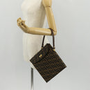 FENDI Zucca Canvas Hand Bag Black Brown Auth 156483V-26