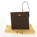 FENDI Zucca Canvas Hand Bag Black Brown Auth 156483V-29
