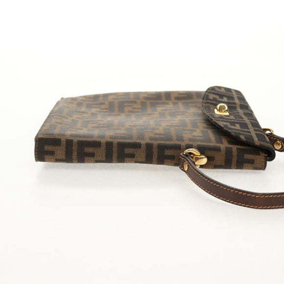 FENDI Zucca Canvas Hand Bag Black Brown Auth 156483V