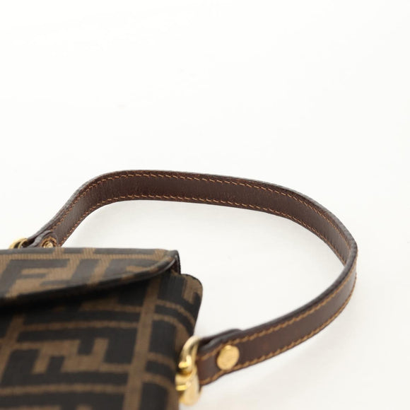 FENDI Zucca Canvas Hand Bag Black Brown Auth 156483V