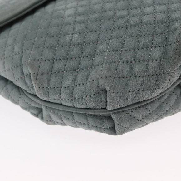 BALLY Chain Shoulder Bag Suede Gray Gold Auth 156484