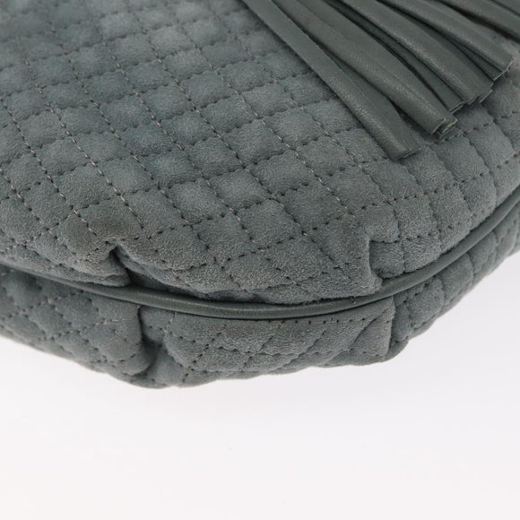 BALLY Chain Shoulder Bag Suede Gray Gold Auth 156484