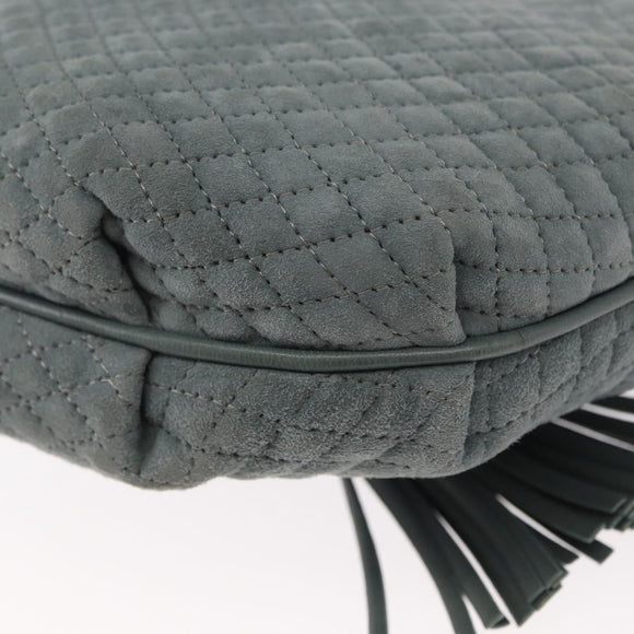 BALLY Chain Shoulder Bag Suede Gray Gold Auth 156484