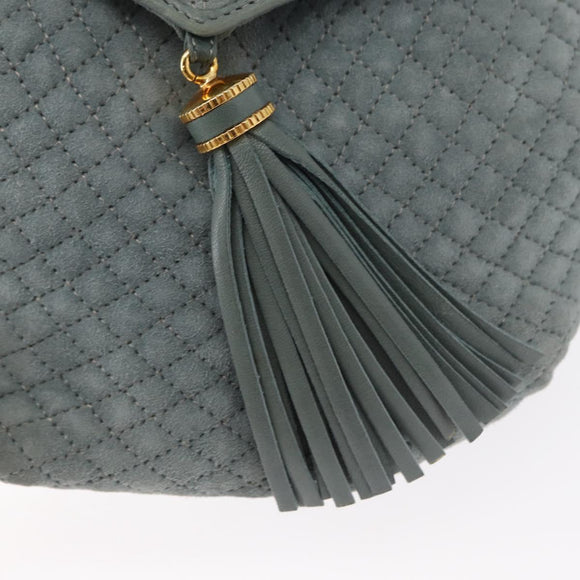 BALLY Chain Shoulder Bag Suede Gray Gold Auth 156484