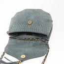BALLY Chain Shoulder Bag Suede Gray Gold Auth 156484-10