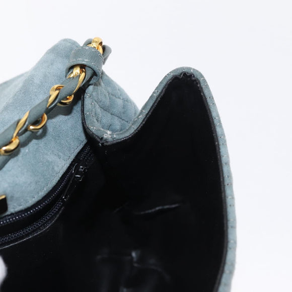 BALLY Chain Shoulder Bag Suede Gray Gold Auth 156484