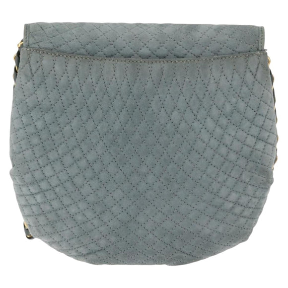 BALLY Chain Shoulder Bag Suede Gray Gold Auth 156484